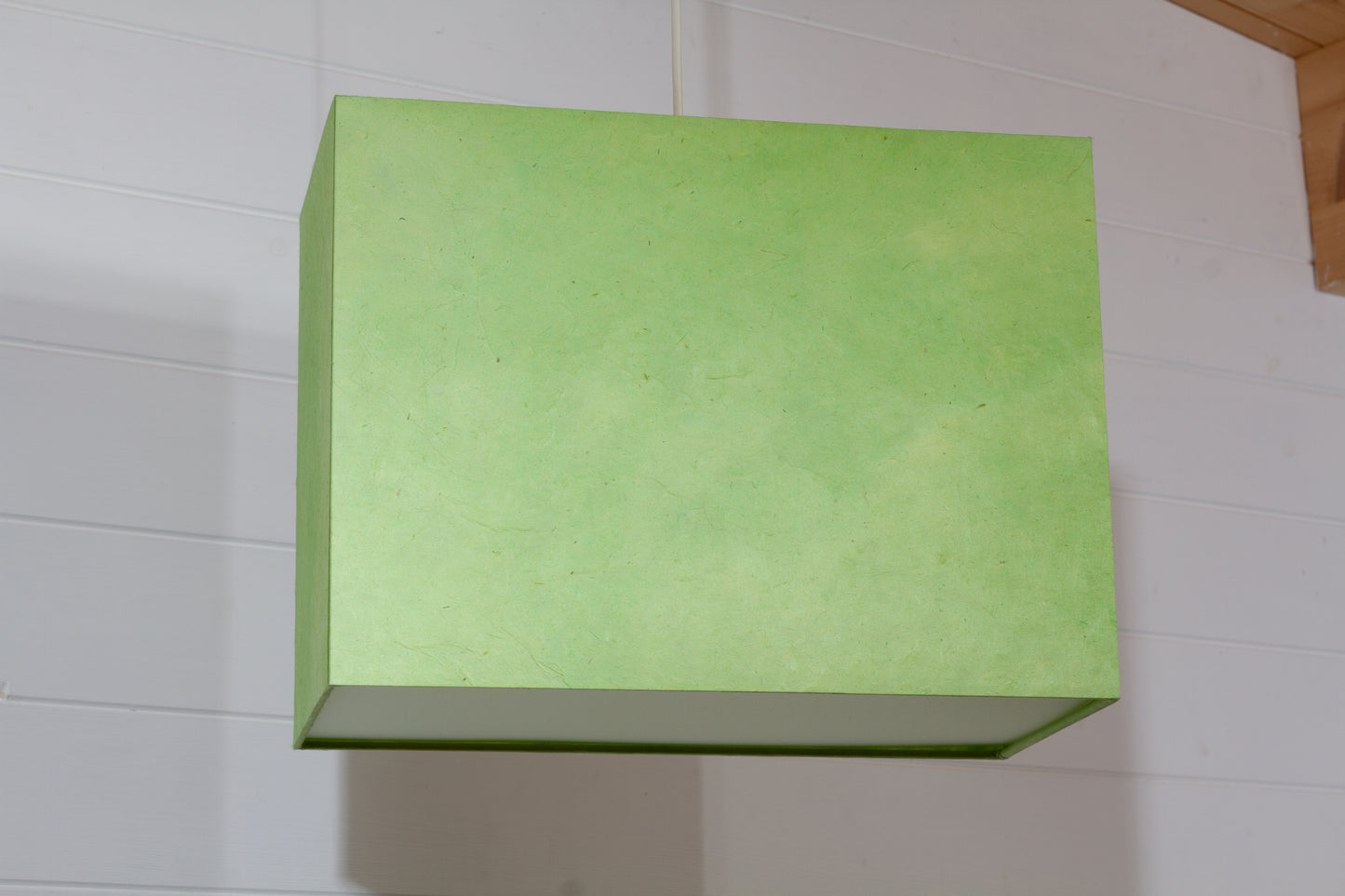 Rectangle Lamp Shade - P61 ~ Lime Green Lokta, 40cm(w) x 30cm(h) x 20cm(d)