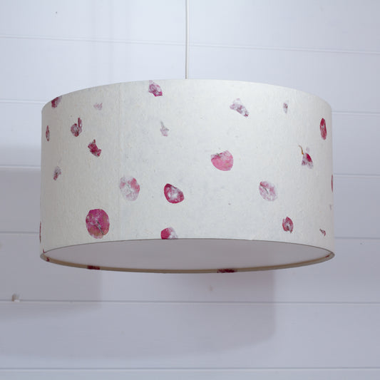 Drum Lamp Shade - P33 - Rose Petals on Natural Lokta, 40cm(d) x 20cm(h)