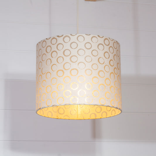 Drum Lamp Shade - P74 - Batik Natural Circles, 25cm x 20cm