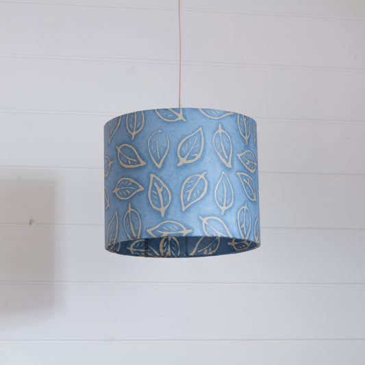 Drum Lamp Shade - P31 ~ Batik Leaf on Blue, 25cm x 20cm
