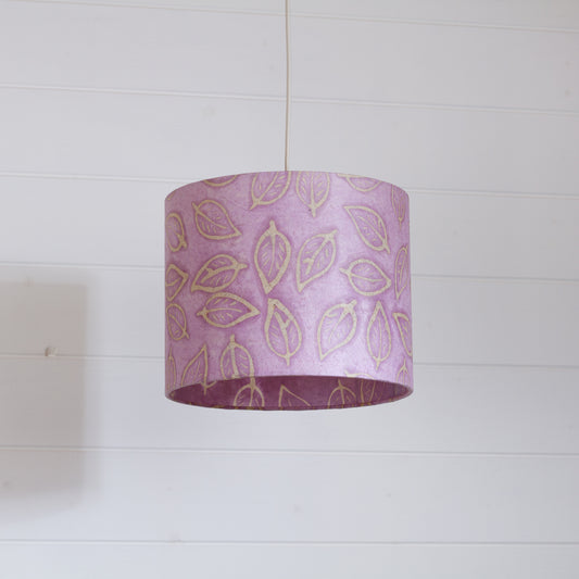 Drum Lamp Shade - P68 ~ Batik Leaf on Lilac, 25cm x 20cm