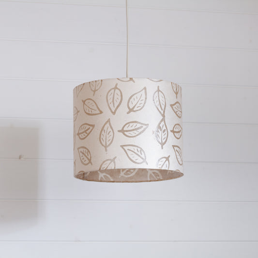 Drum Lamp Shade - P28 - Batik Leaf on Natural, 25cm x 20cm