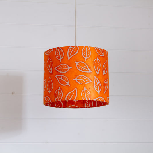 Drum Lamp Shade - B123 ~ Batik Leaf Orange, 25cm x 20cm