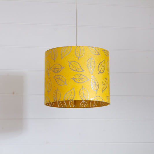 Drum Lamp Shade - B107 ~ Batik Leaf Yellow, 25cm x 20cm