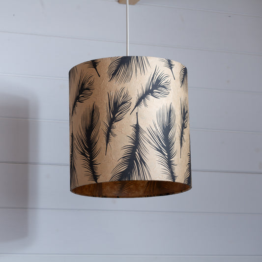 Drum Lamp Shade - B102 - Black Feather, 25cm x 25cm