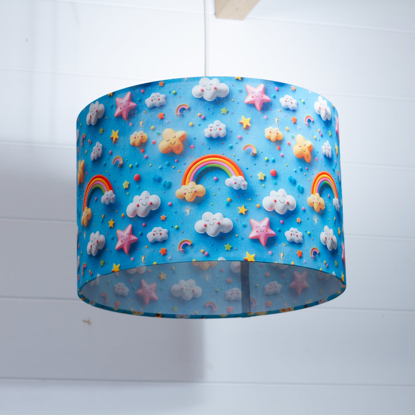 Drum Lamp Shades F140 ~ Happy Clouds Fabric