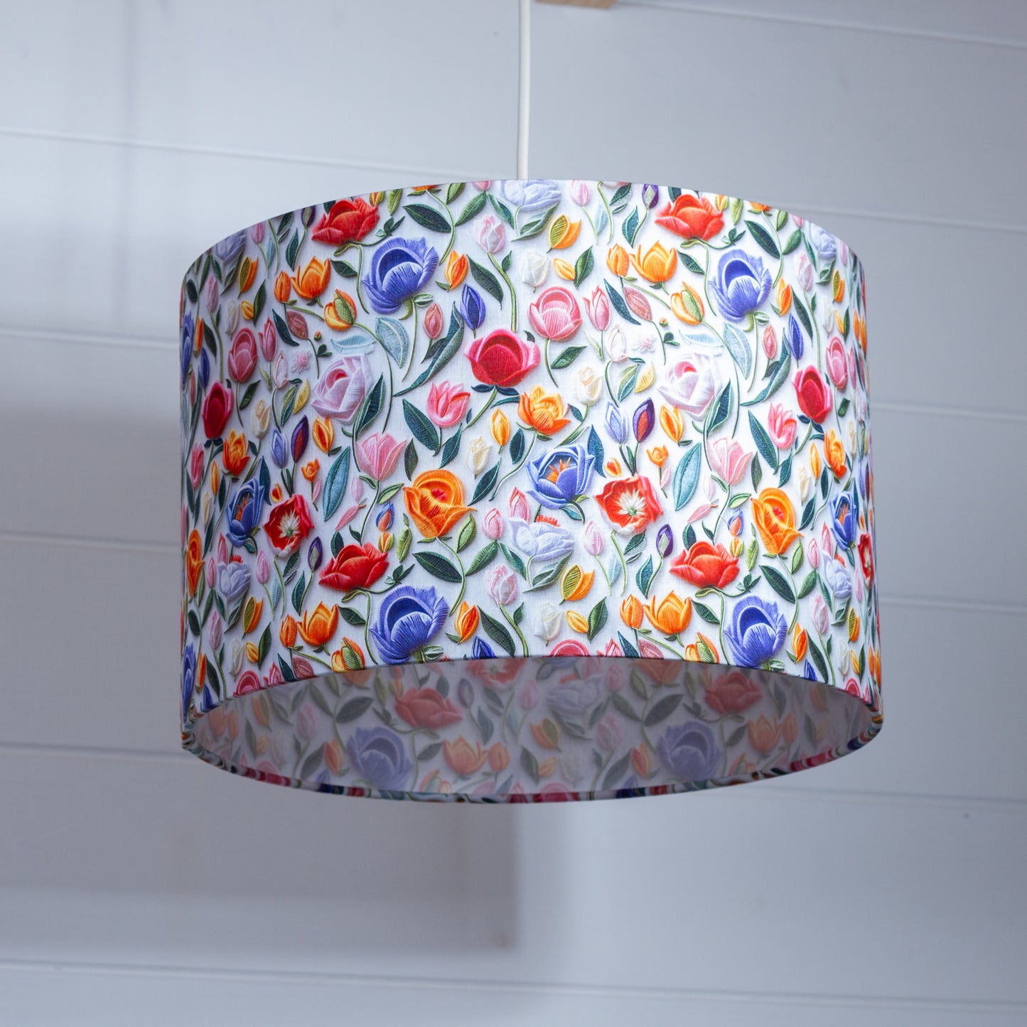 Drum Lamp Shade - F150 ~ Tulip Stems, 30cm(d) x 20cm(h)