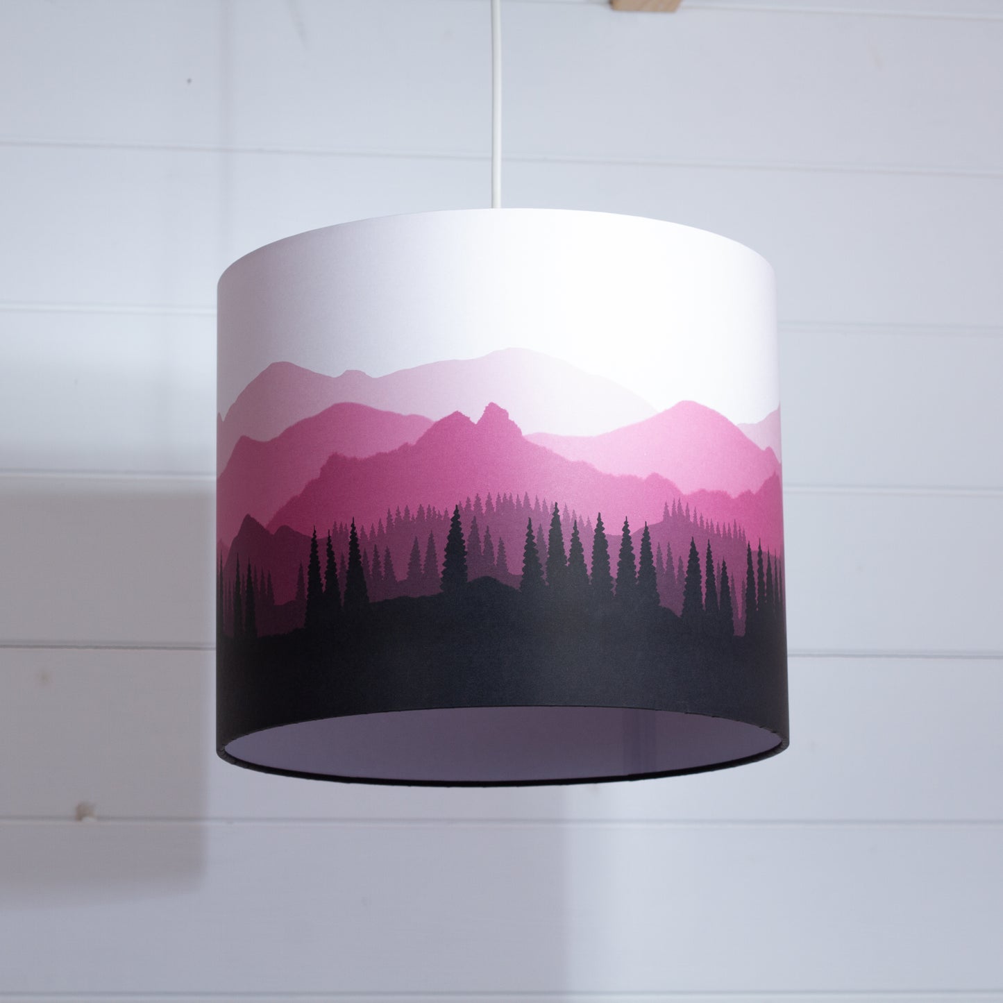 Landscape #4 Print Drum Lamp Shade 30cm(d) x 25cm(h) - Pink