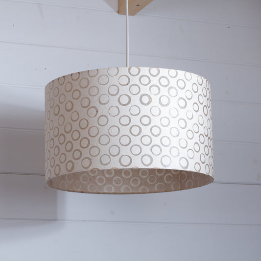 Drum Lamp Shade - P74 - Batik Natural Circles, 35cm(d) x 20cm(h)