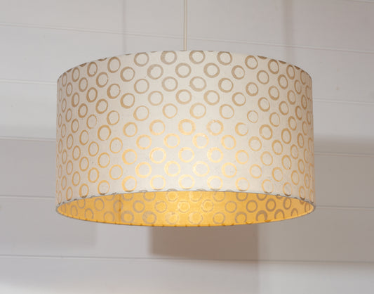 Drum Lamp Shade - P74 - Batik Natural Circles, 40cm(d) x 20cm(h)
