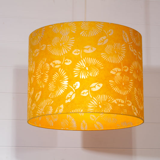 Drum Lamp Shade - B120 - Batik Peony Yellow, 40cm(d) x 30cm(h)