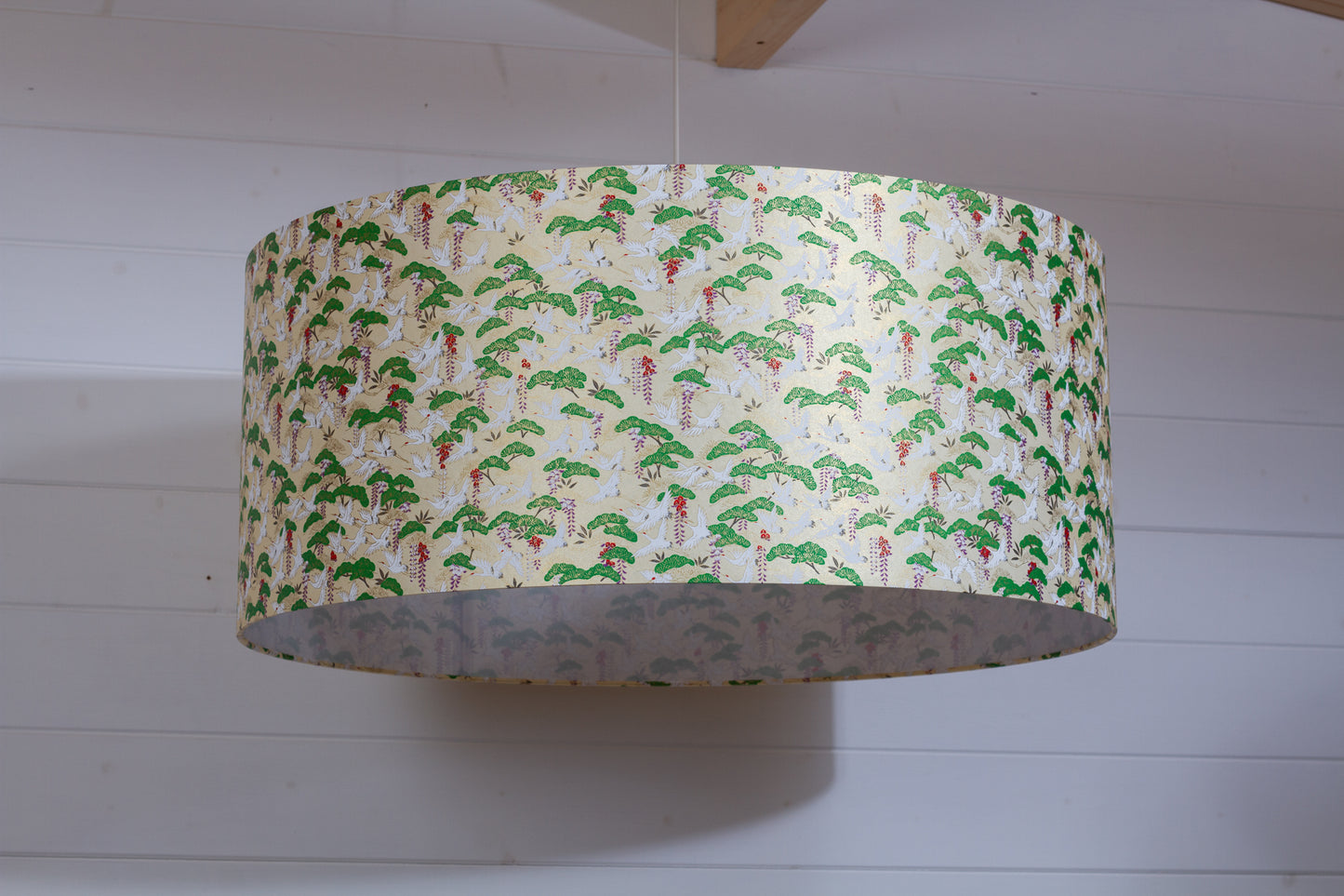Drum Lamp Shade - W05 ~ Cranes, 70cm(d) x 30cm(h)
