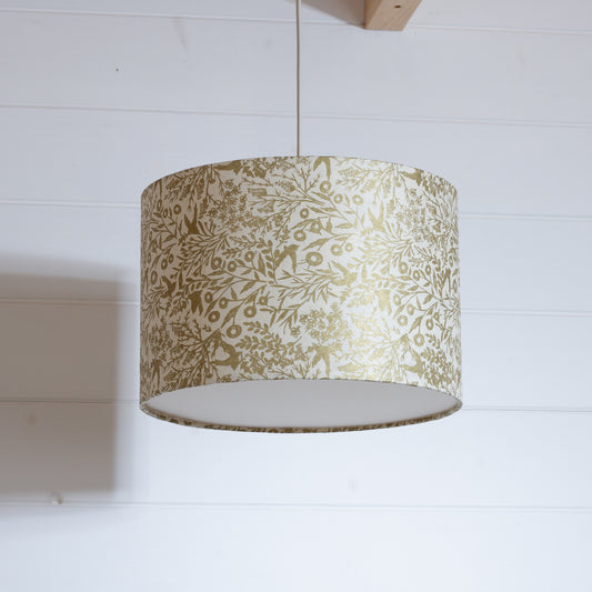 Drum Lamp Shade - B135 ~ Gold Birds, 30cm(d) x 20cm(h)