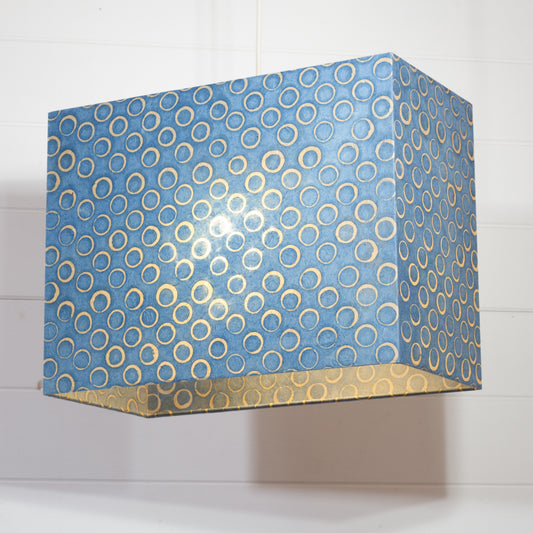 Rectangle Lamp Shade - P72 - Batik Blue Circles, 40cm(w) x 30cm(h) x 20cm(d)