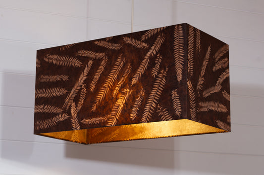 Rectangle Lamp Shade - P26 - Resistance Dyed Brown Fern, 50cm(w) x 25cm(h) x 25cm(d)