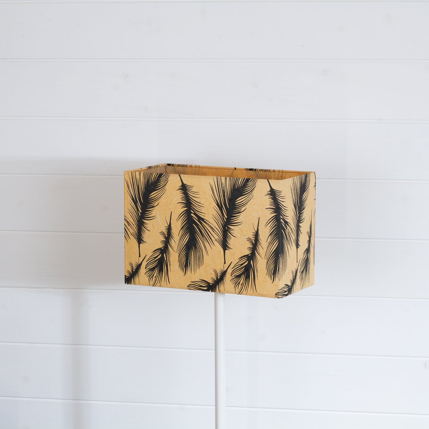 Rectangle Lamp Shade - B102 - Black Feather, 30cm(w) x 20cm(h) x 15cm(d)