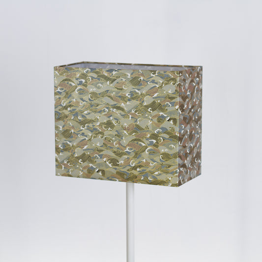 Rectangle Lamp Shade - W03 ~ Gold Waves on Greys, 30cm(w) x 25cm(h) x 15cm(d)