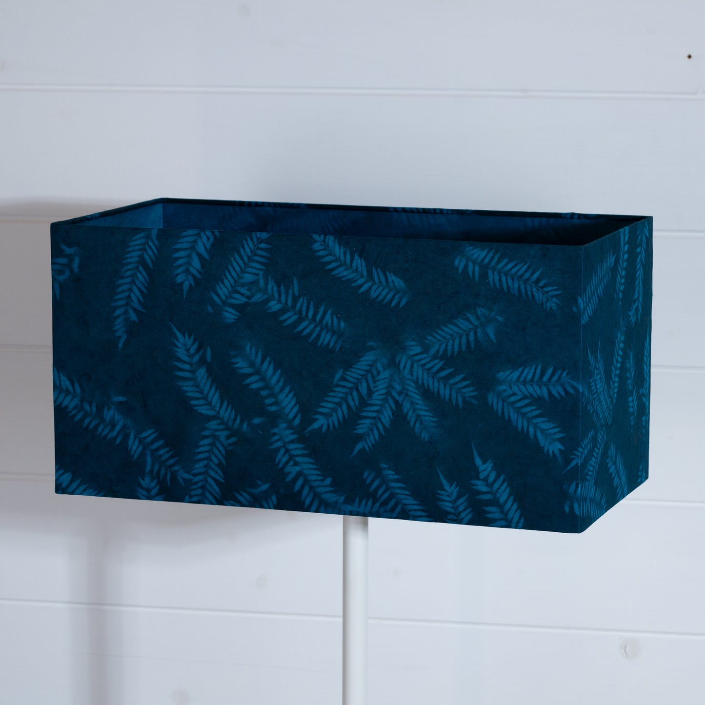 Rectangle Lamp Shade - B106 ~ Resistance Dyed Teal Fern, 40cm(w) x 20cm(h) x 20cm(d)