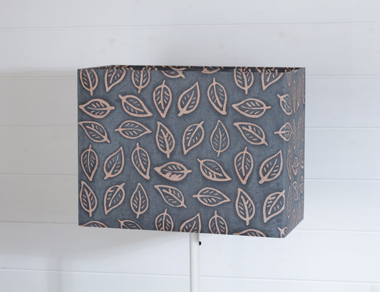 Rectangle Lamp Shade - B124 ~ Batik Leaf Grey, 40cm(w) x 30cm(h) x 20cm(d)