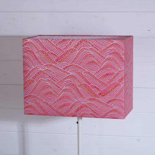 Rectangle Lamp Shade - W04 ~ Pink Hills with Gold Flowers, 40cm(w) x 30cm(h) x 20cm(d)
