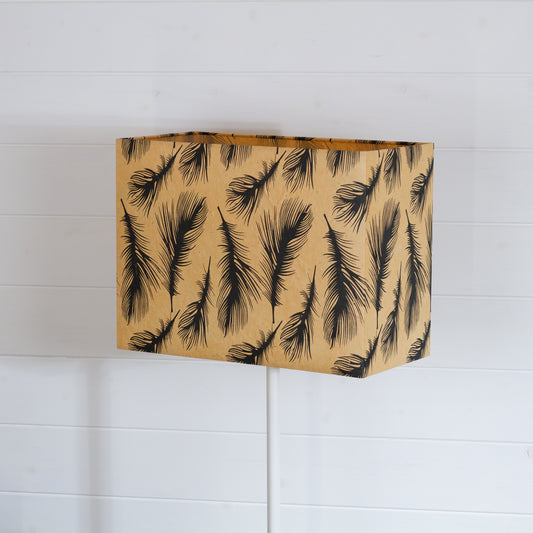 Rectangle Lamp Shade - B102 - Black Feather, 40cm(w) x 30cm(h) x 20cm(d)