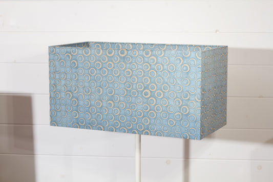 Rectangle Lamp Shade - P72 - Batik Blue Circles, 50cm(w) x 25cm(h) x 25cm(d)
