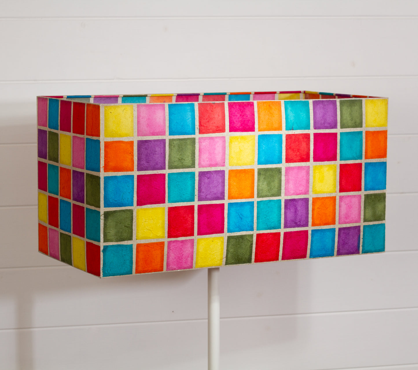 Rectangle Lamp Shade - P01 - Batik Multi Square, 50cm(w) x 25cm(h) x 25cm(d)