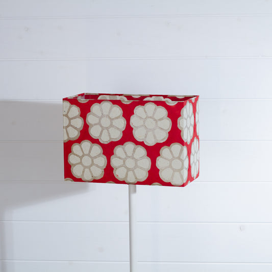Rectangle Lamp Shade - P18 - Batik Big Flower on Red, 30cm(w) x 20cm(h) x 15cm(d)
