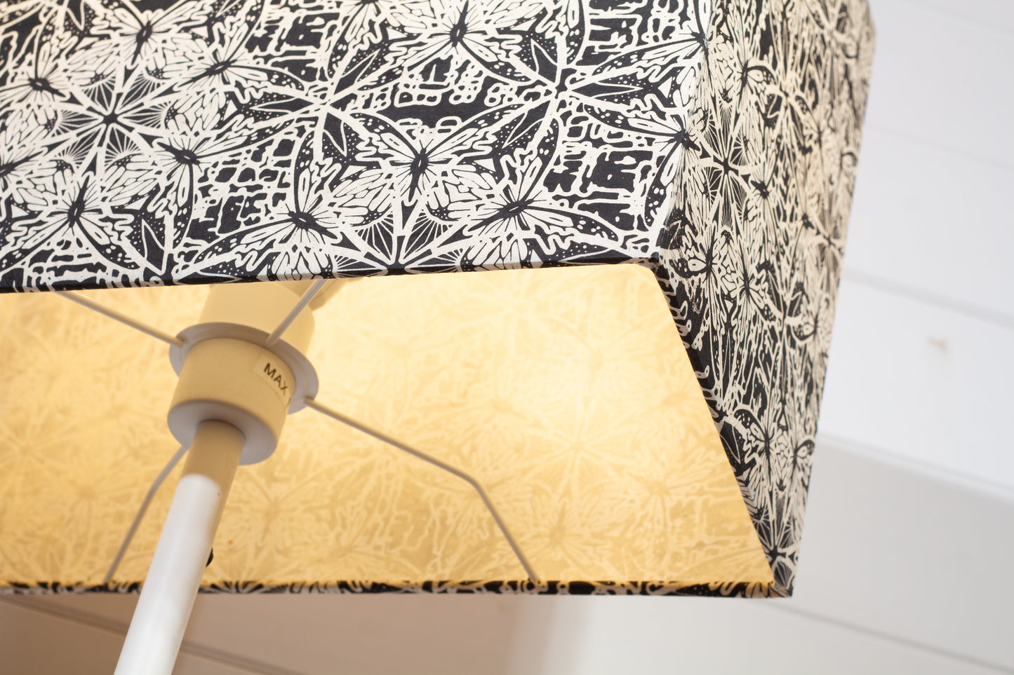 Rectangle Lamp Shade - B136 ~ Butterfly Kaleidoscope Black, 40cm(w) x 30cm(h) x 20cm(d)