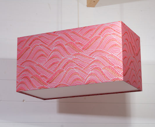 Rectangle Lamp Shade - W04 ~ Pink Hills with Gold Flowers, 50cm(w) x 25cm(h) x 25cm(d)