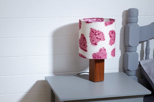 Square Sapele Table Lamp with 20cm Drum Lamp Shade B131 ~ Soft Hearts Rose