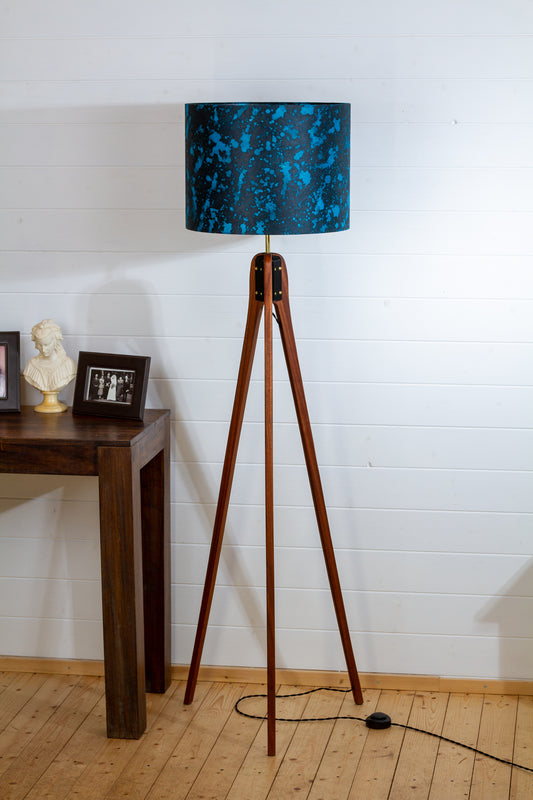 Sapele Tripod Floor Lamp - B134 ~ Sea Sparkle