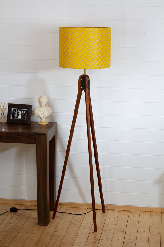 Sapele Tripod Floor Lamp - P89 ~ Batik Tread Plate Yellow