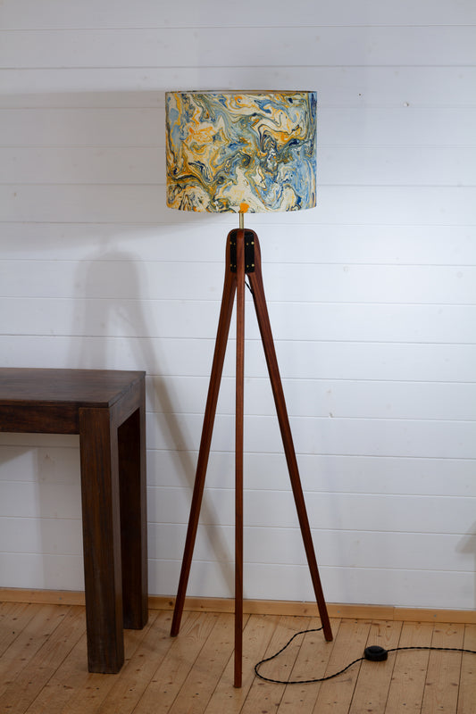 Sapele Tripod Floor Lamp - B139 ~ Coastline Marble
