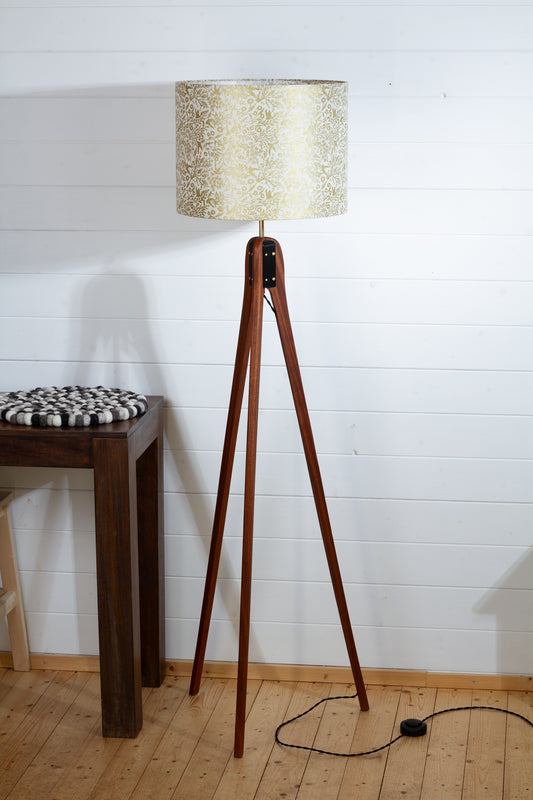 Sapele Tripod Floor Lamp - B135 ~ Gold Birds