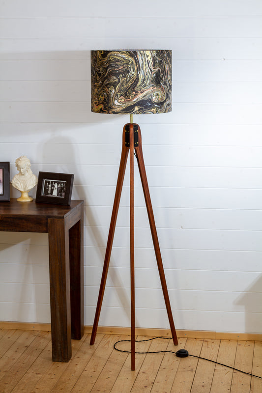 Sapele Tripod Floor Lamp - B132 ~ Metallic Marble
