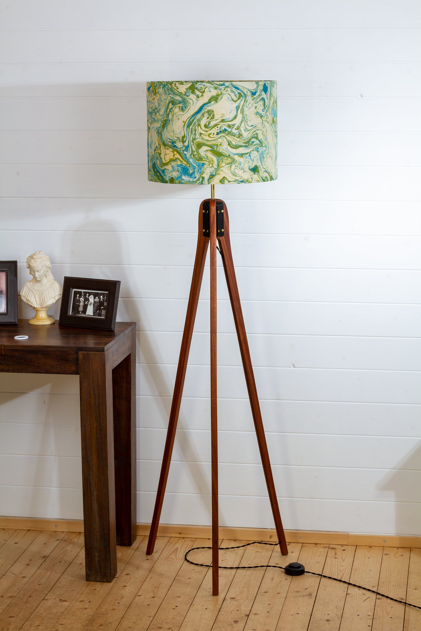 Sapele Tripod Floor Lamp - B133 ~ Atlas Marble