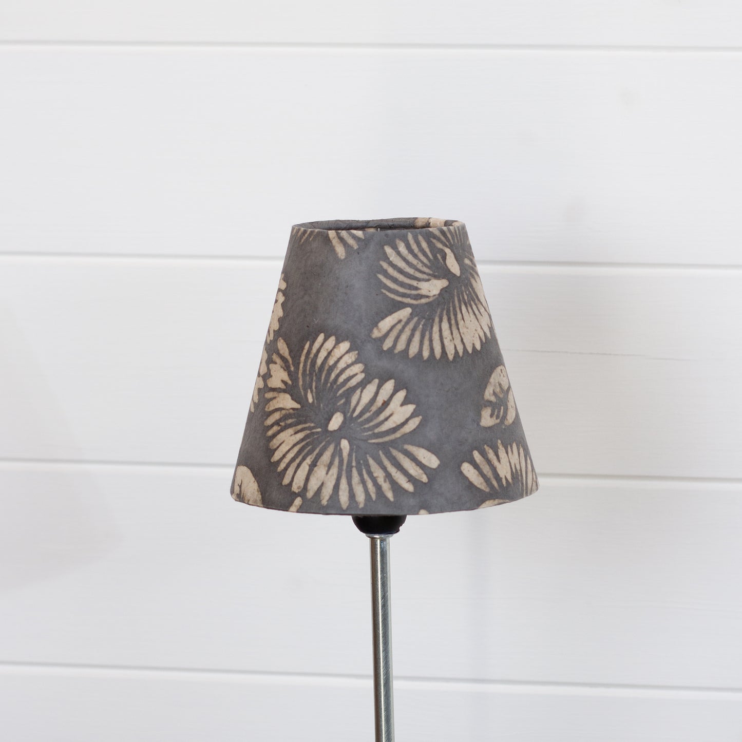 Clip on Lamp Shade - Short - B119 ~ Batik Peony Grey