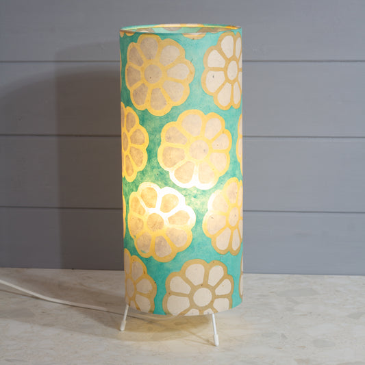 Free Standing Table Lamp Small - P98 ~ Batik Big Flower on Seafoam