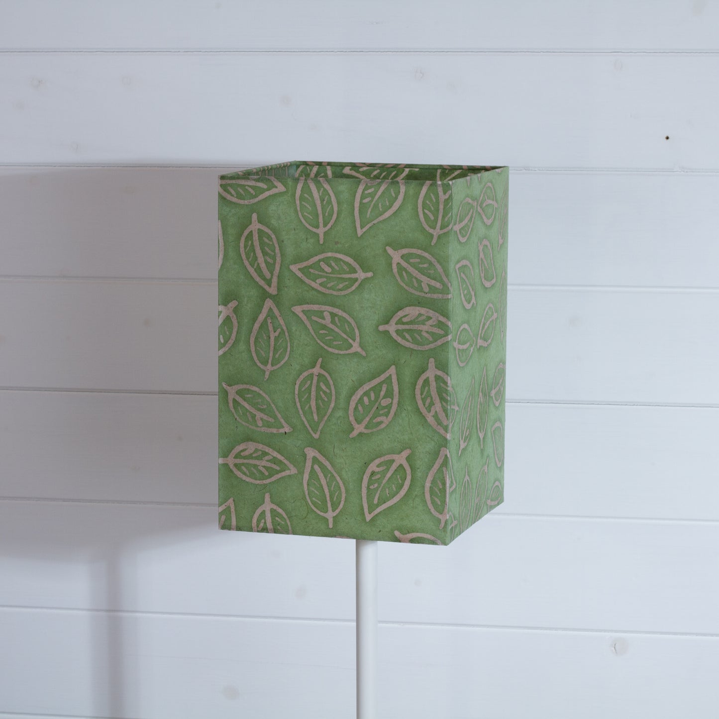 Square Lamp Shade - P29 - Batik Leaf on Green, 20cm(w) x 30cm(h) x 20cm(d)