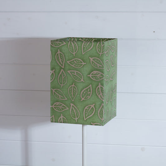 Square Lamp Shade - P29 - Batik Leaf on Green, 20cm(w) x 30cm(h) x 20cm(d)