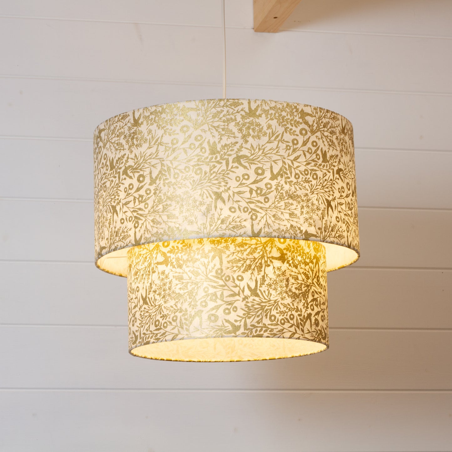 2 Tier Lamp Shade - B135 ~ Gold Birds, 40cm x 20cm & 30cm x 15cm (Copy)