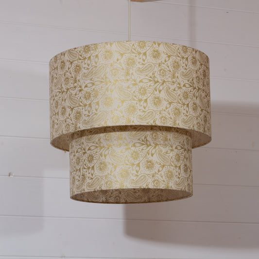 2 Tier Lamp Shade - P69 - Garden Gold on Natural, 40cm x 20cm & 30cm x 15cm