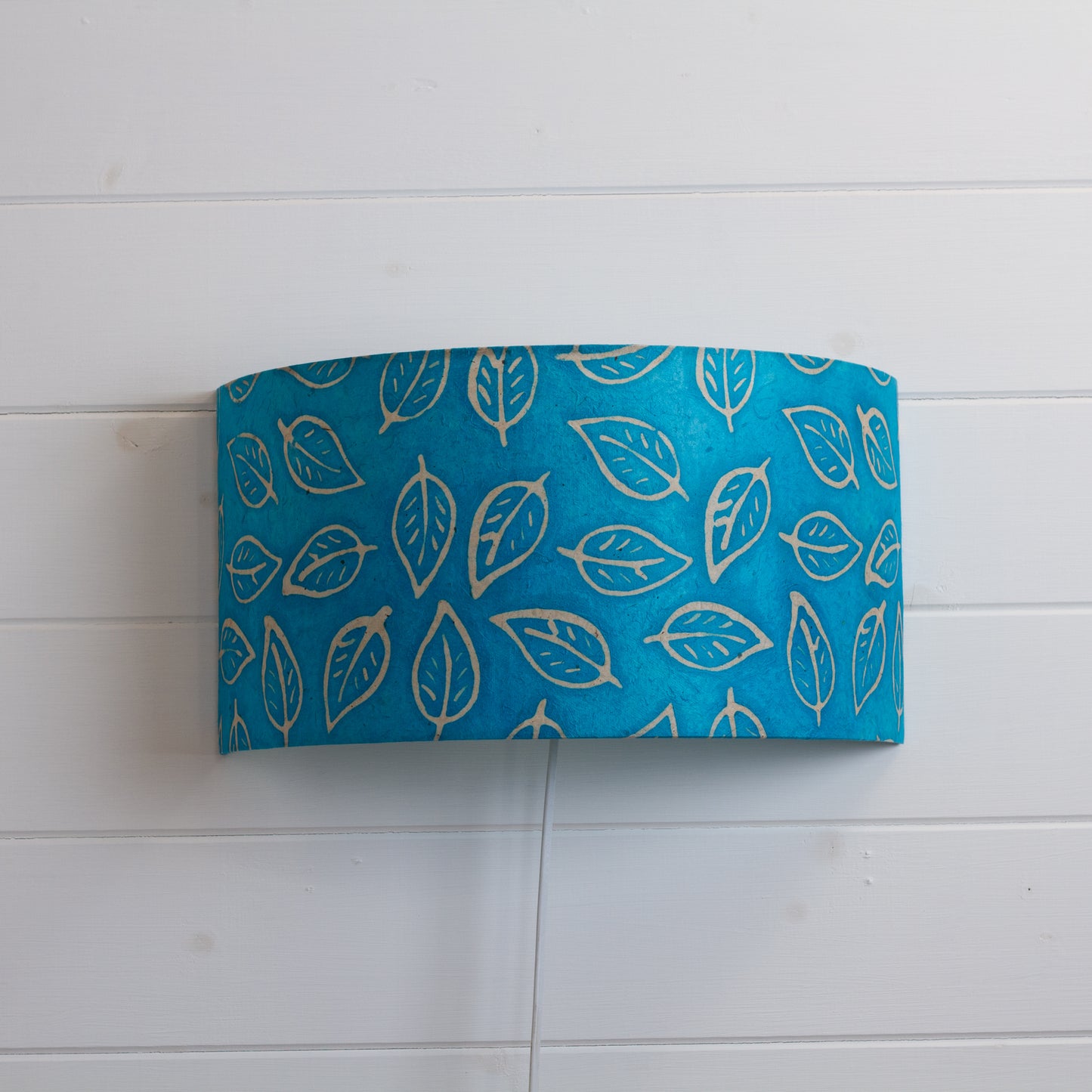 Wall Light - B125 ~ Batik Leaf Teal, 36cm(wide) x 20cm(h)