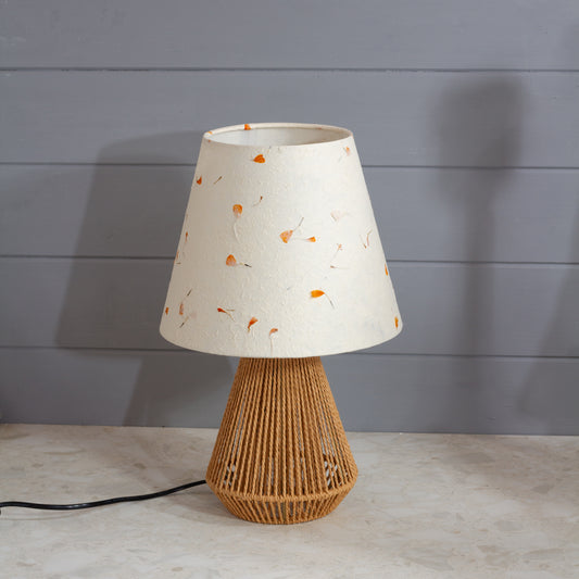 Tamura Table Lamp - Natural with Conical Lamp Shade in P32 - Marigold Petals