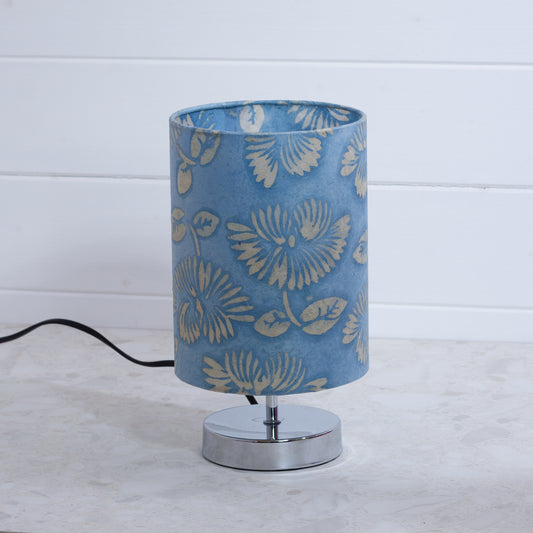 Round Chrome Touch activated Table Lamp B129 ~ Batik Peony Blue
