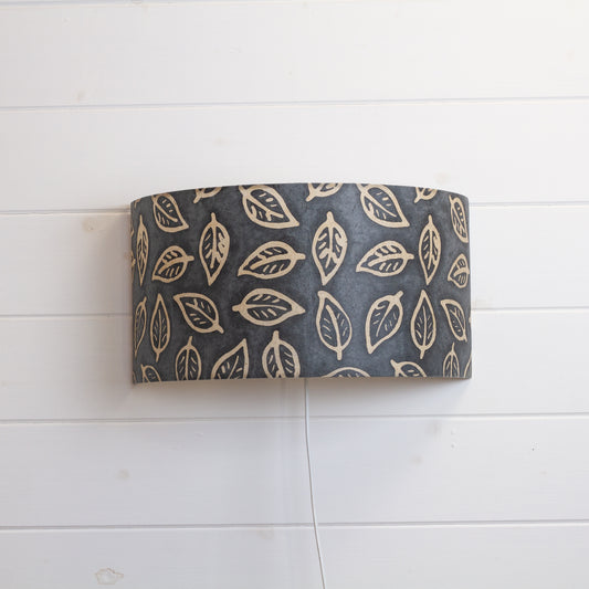 Wall Light - B124 ~ Batik Leaf Grey, 36cm(wide) x 20cm(h)