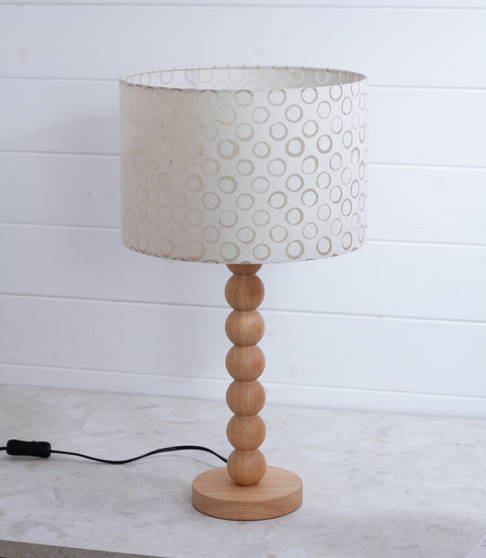 Wooden Bubble Stem Table Lamp ~ P74 - Batik Natural Circles