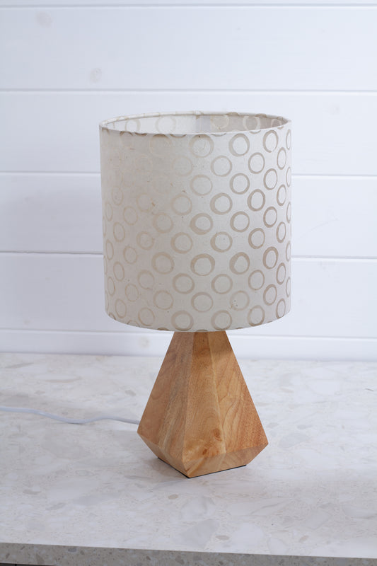 Wooden Geometric Table Lamp P74 - Batik Natural Circles