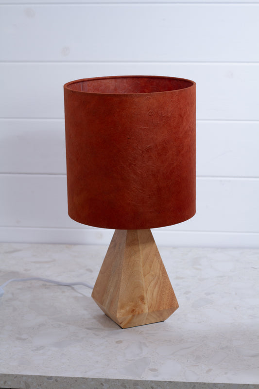 Wooden Geometric Table Lamp P63 ~ Terracotta Lokta